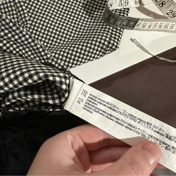 Zara Black & White Gingham Print High Rise Ankle Pants Size S - Picture 9 of 12